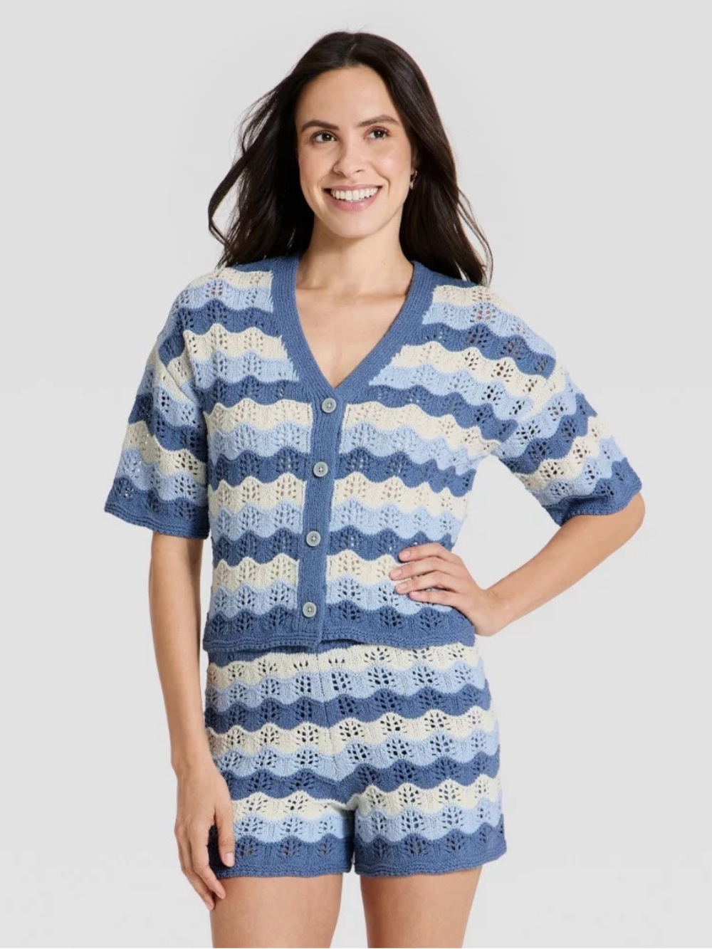 Women Short Sleeve Cardigan Sweater